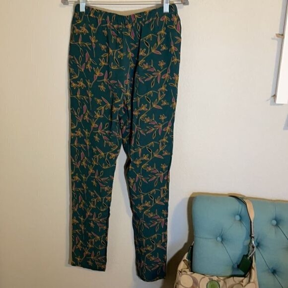 NWT See U Soon Anthropologie Green Purple Floral Trouser Pants Office Sz 4 - Picture 5 of 10